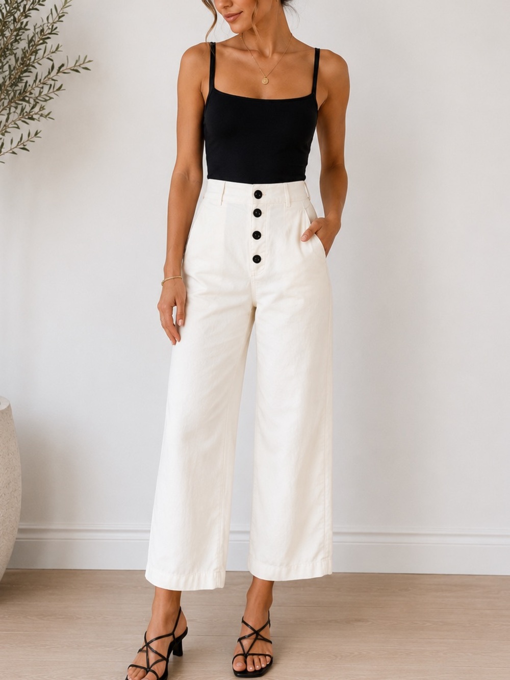 Staud White Wide Leg Pants – Women’s Size 2